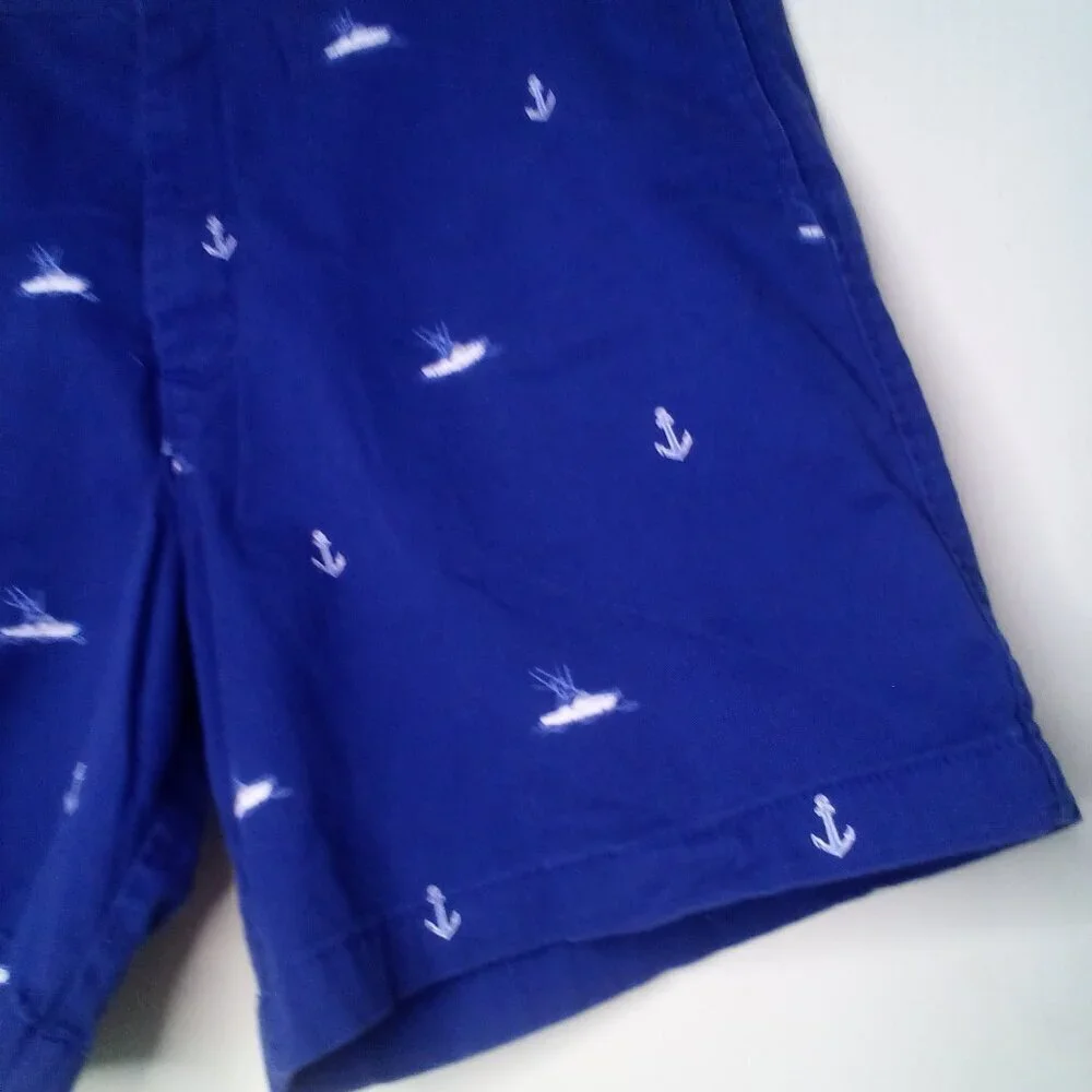 Saddlebred Shorts Men 38 Casual Chino Boat Anchor Nautical Blue White - Picture 5 of 14
